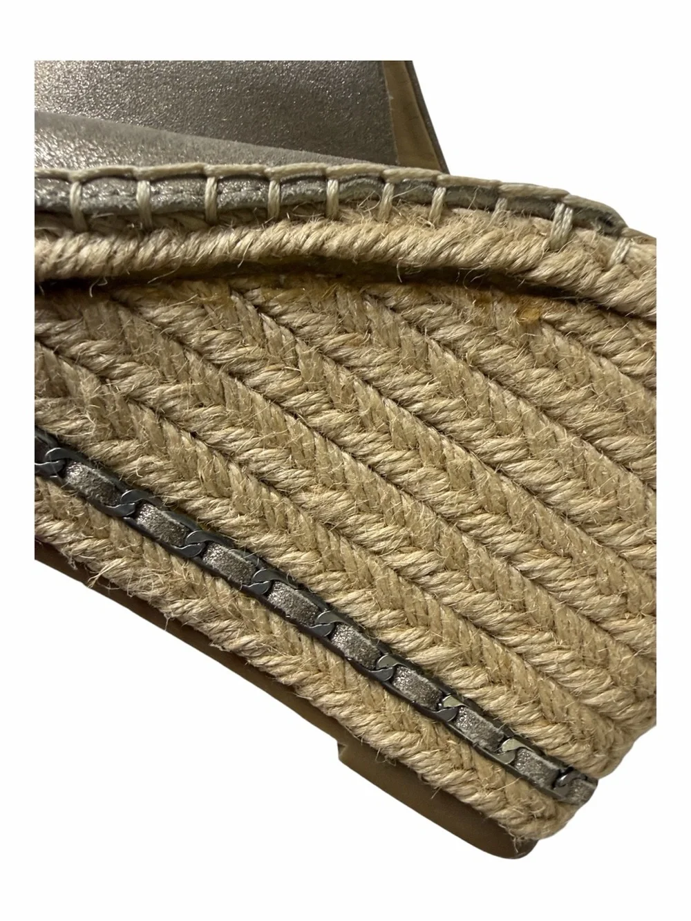 Karl Lagerfeld Metallic Espadrille Wedge Slide